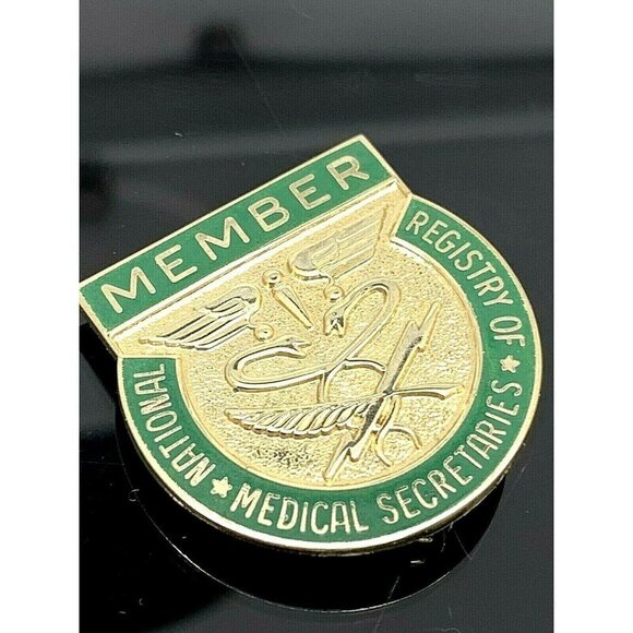 National Registry of Medical Secretaries Member Pin Vintage 14k Yellow G…